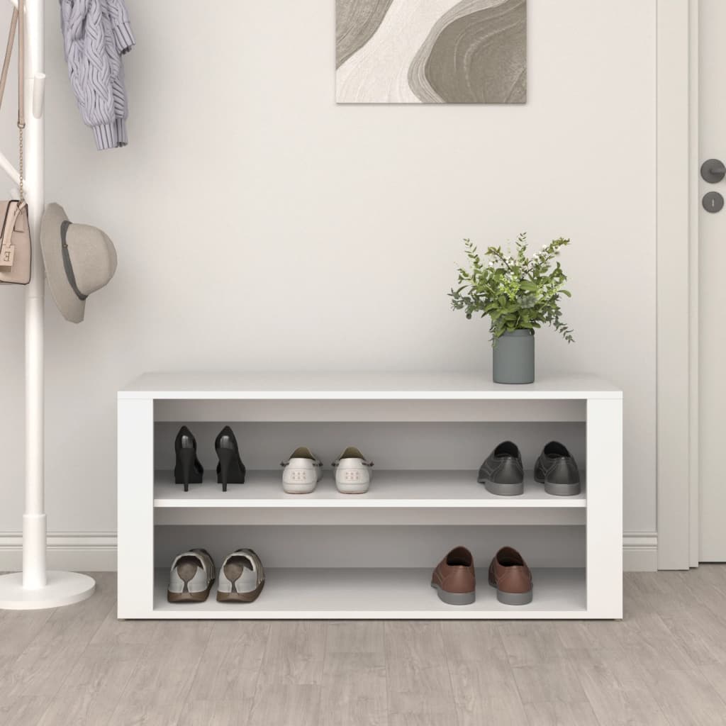 Étagère à chaussures blanc 100x35x45 cm en bois