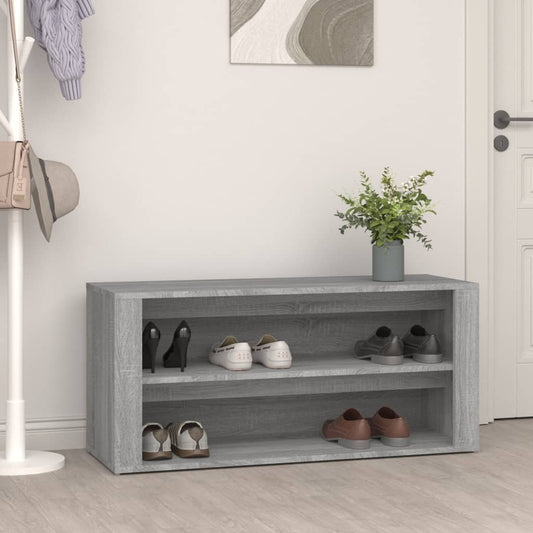 Étagère à chaussures gris béton 100x35x45 cm en bois