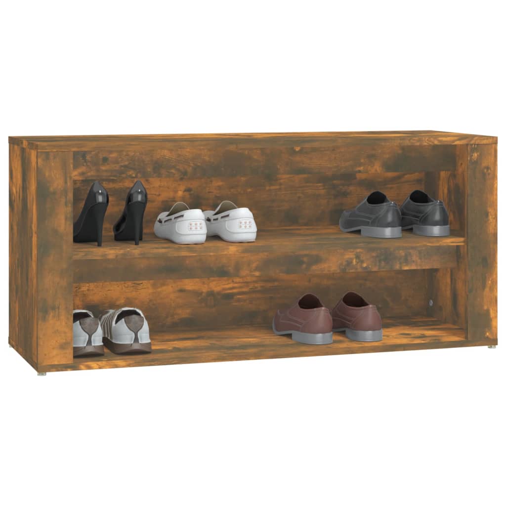 Shoe rack smoked oak 100x35x45 cm wood material