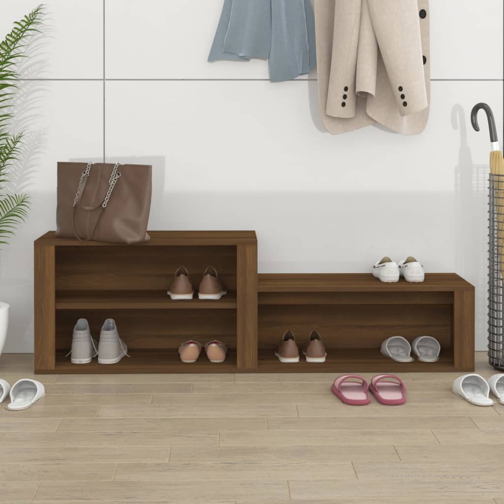 Shoe Cabinet Brown Oak Look 150x35x45 cm Wood Material