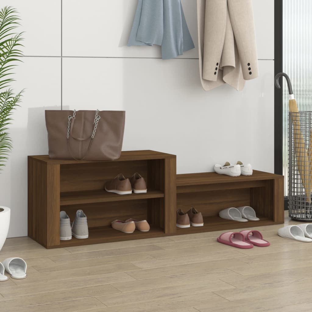 Shoe Cabinet Brown Oak Look 150x35x45 cm Wood Material