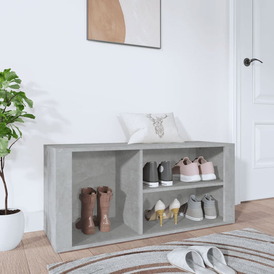 Étagère à chaussures gris béton 100x35x45 cm en bois