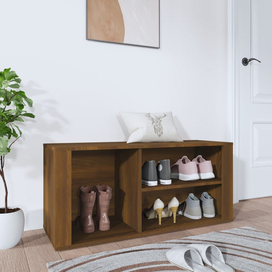 Étagère à chaussures aspect chêne marron 100x35x45 cm en bois