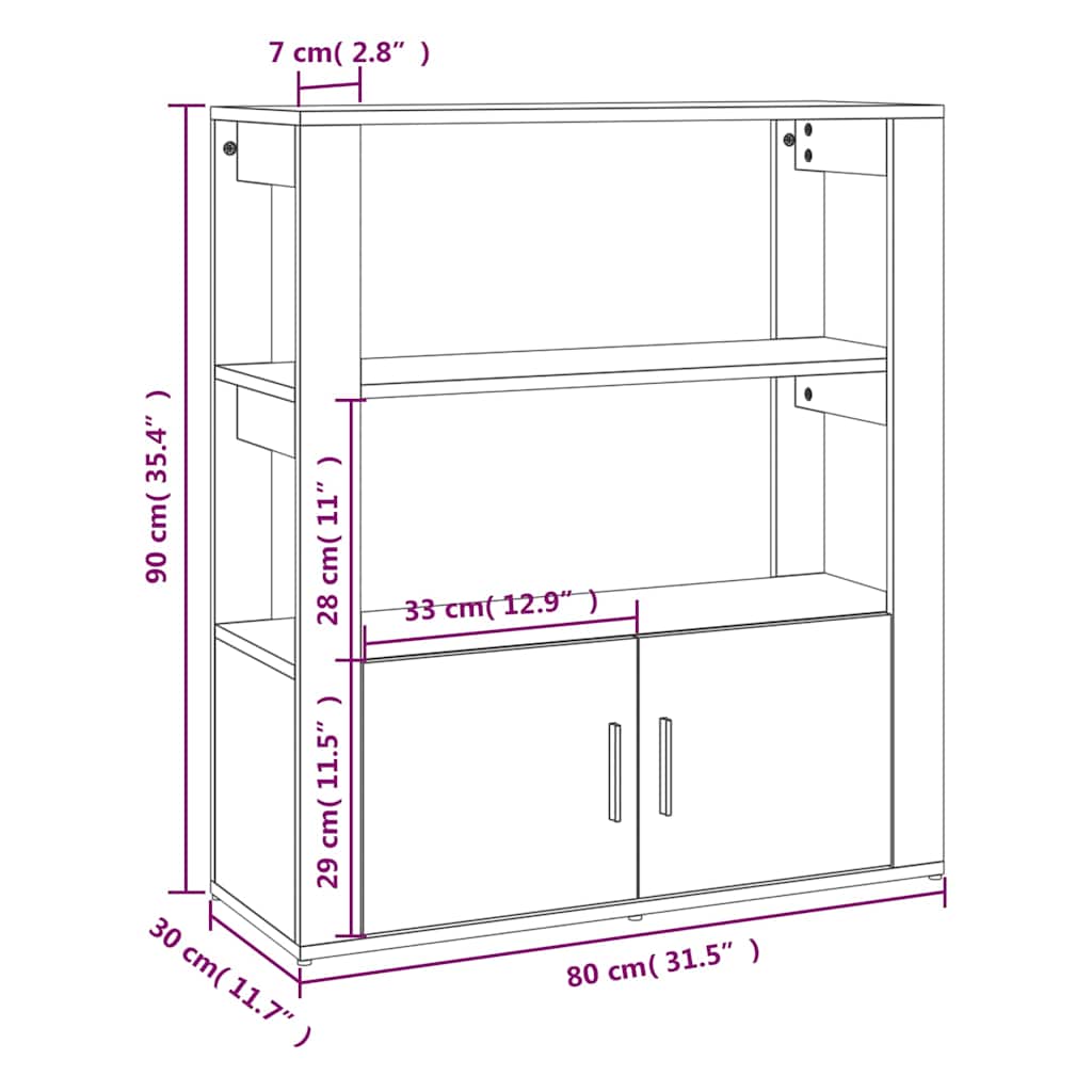 Sideboard Sonoma-Eiche 80x30x90 cm Holzwerkstoff