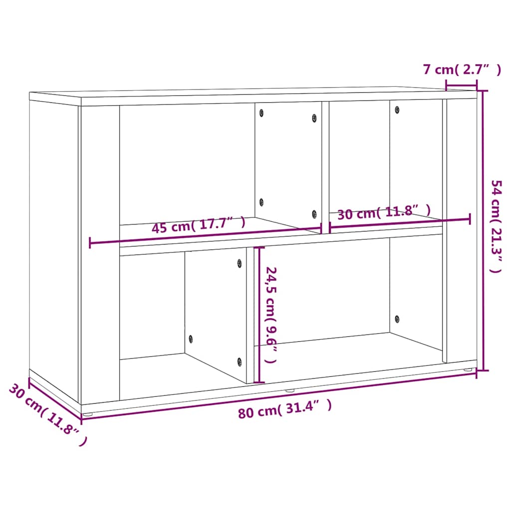 Sideboard Weiß 80x30x54 cm Holzwerkstoff
