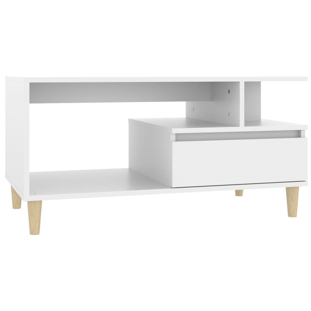 Table basse blanche 90x49x45 cm en bois