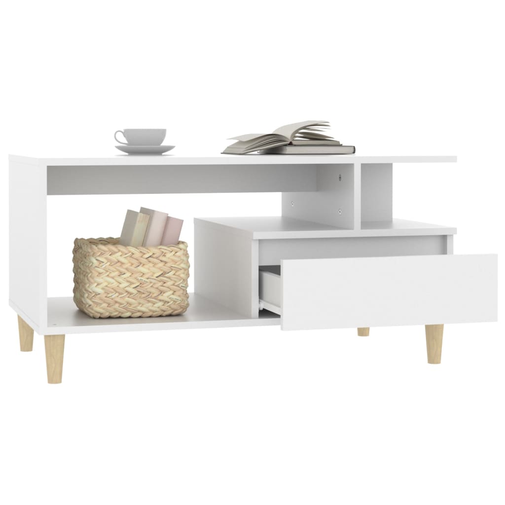 Table basse blanche 90x49x45 cm en bois
