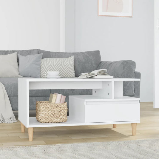 Table basse blanche 90x49x45 cm en bois