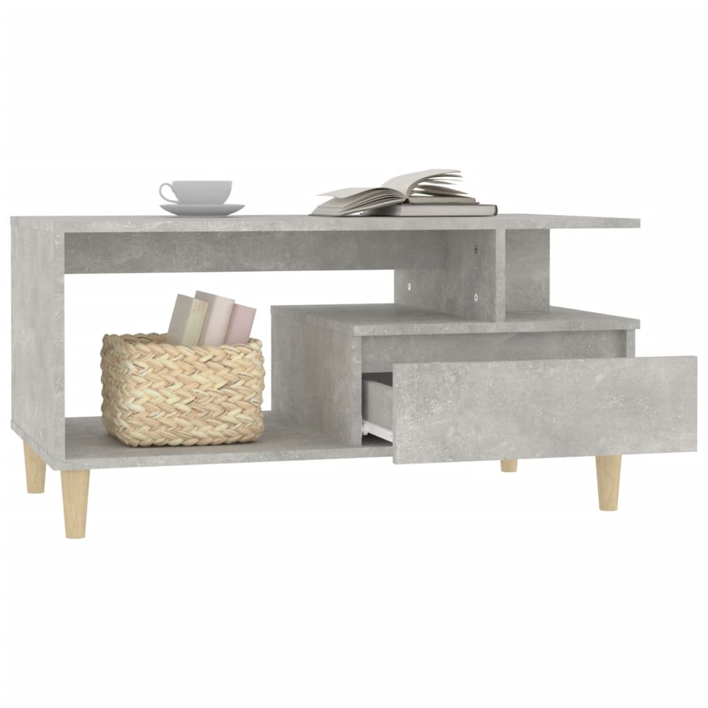 Table basse gris béton 90x49x45 cm en bois