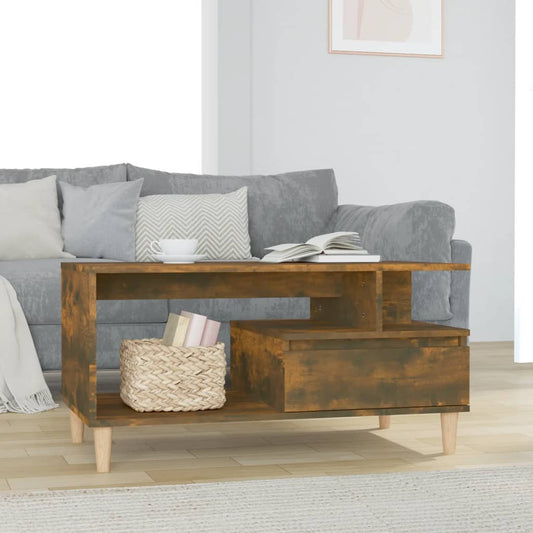 Coffee table smoked oak 90x49x45 cm wood material