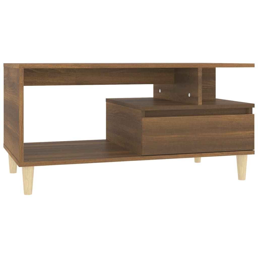 Table basse aspect chêne marron 90x49x45 cm en bois