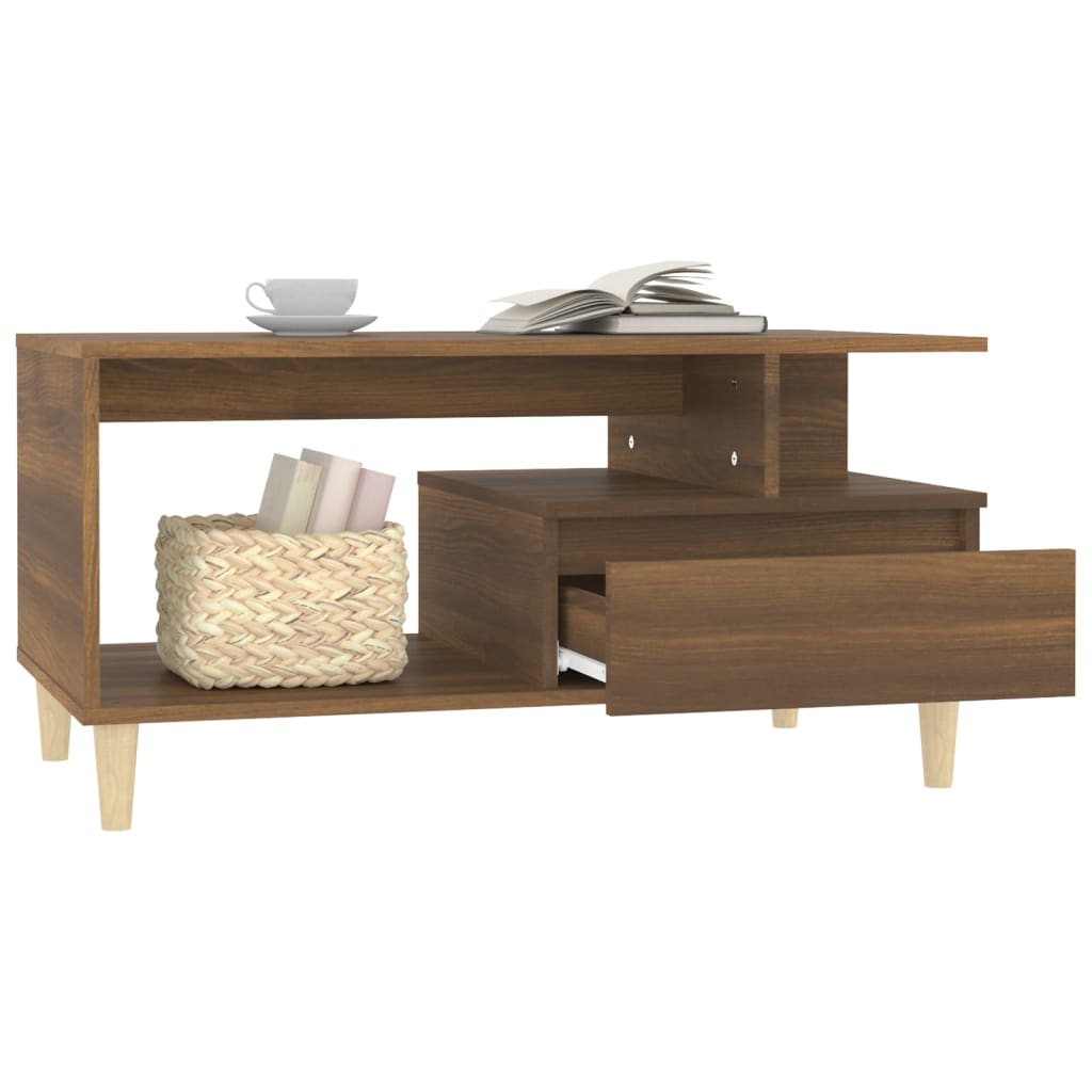 Table basse aspect chêne marron 90x49x45 cm en bois