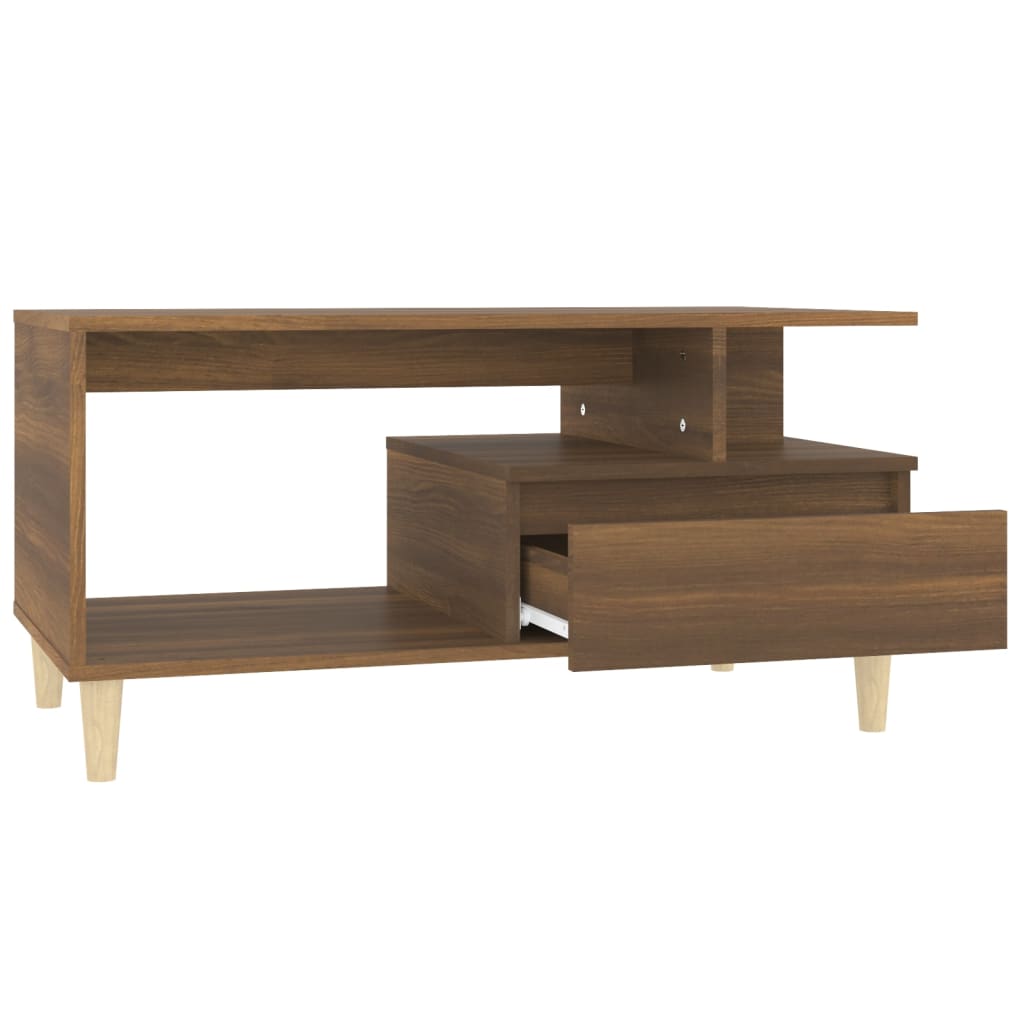 Table basse aspect chêne marron 90x49x45 cm en bois