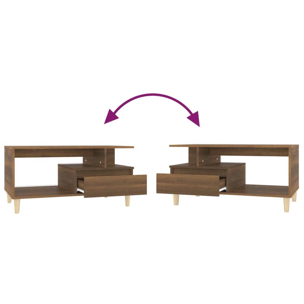 Table basse aspect chêne marron 90x49x45 cm en bois