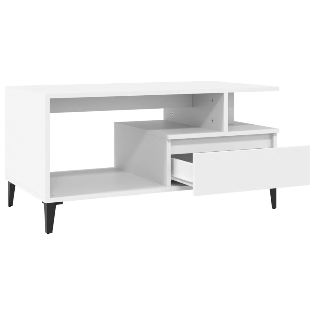Table basse blanche 90x49x45 cm en bois