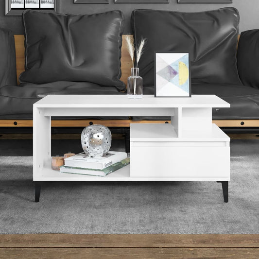 Table basse blanche 90x49x45 cm en bois