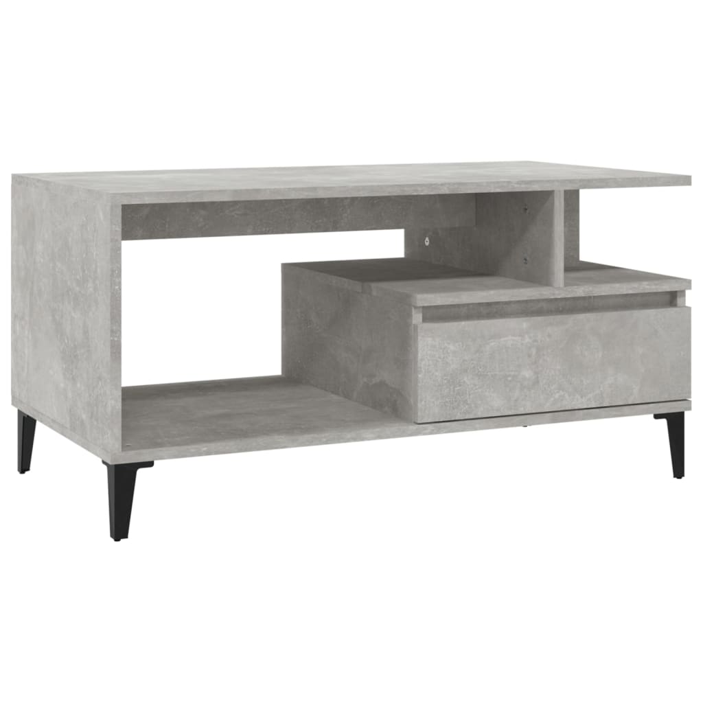 Table basse gris béton 90x49x45 cm en bois
