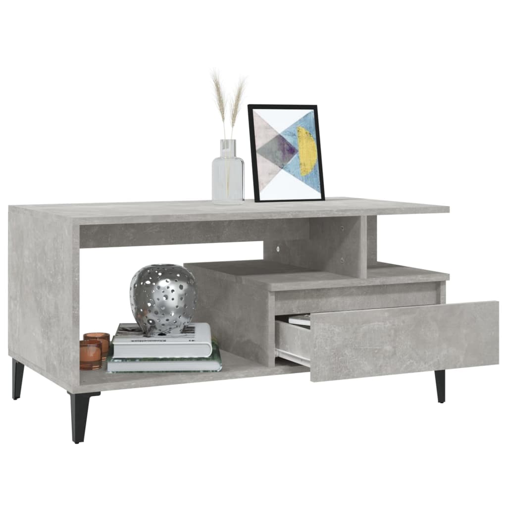 Table basse gris béton 90x49x45 cm en bois