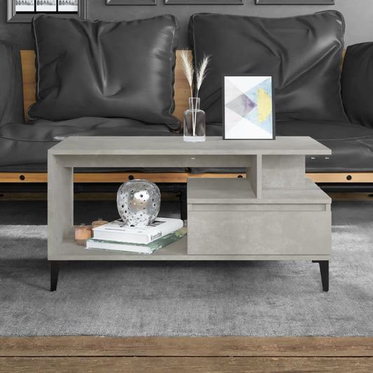 Table basse gris béton 90x49x45 cm en bois