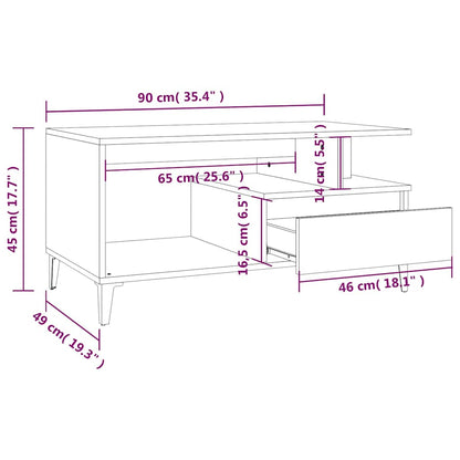 Couchtisch Grau Sonoma 90x49x45 cm Holzwerkstoff