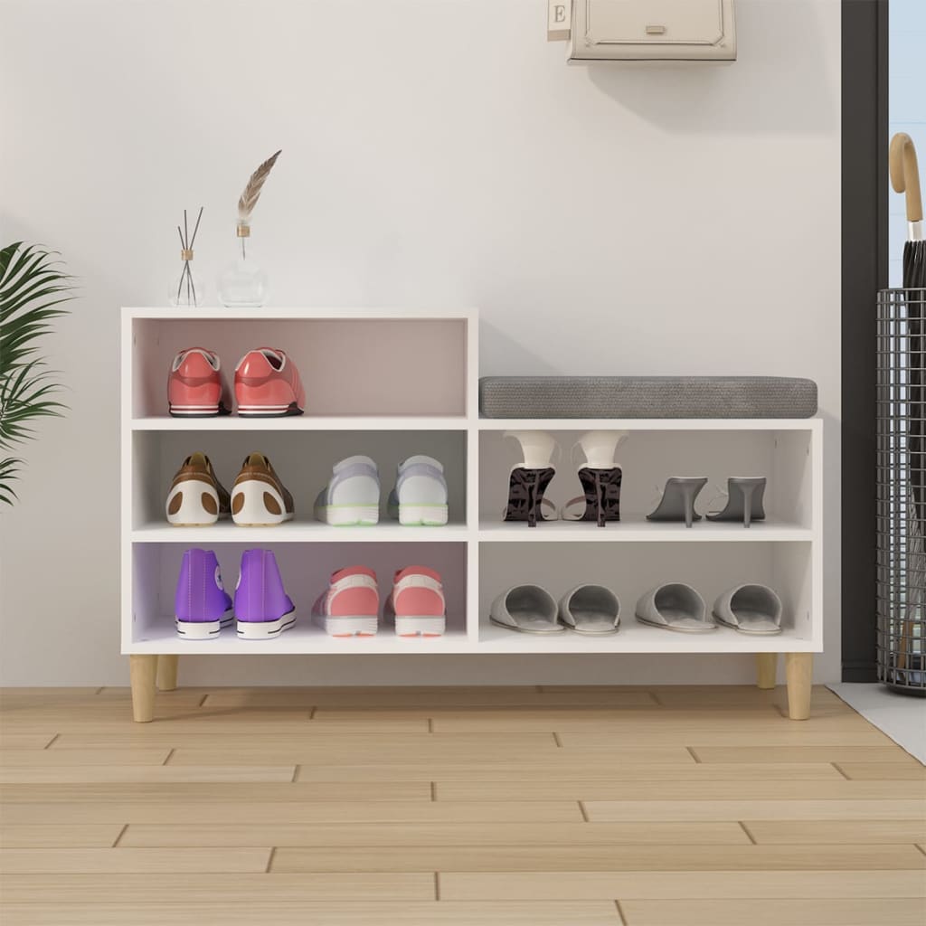 Étagère à chaussures blanc 102x36x60 cm en bois