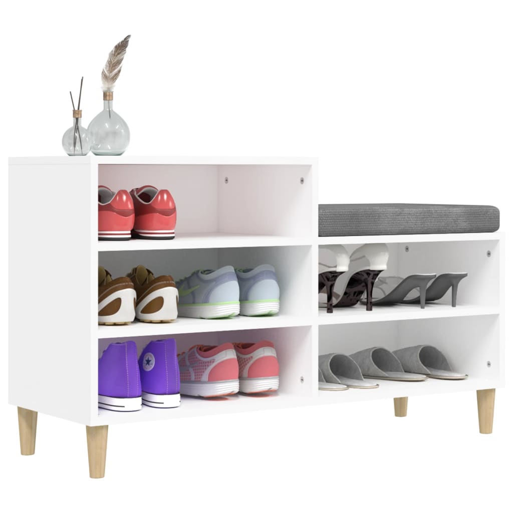 Étagère à chaussures blanc 102x36x60 cm en bois