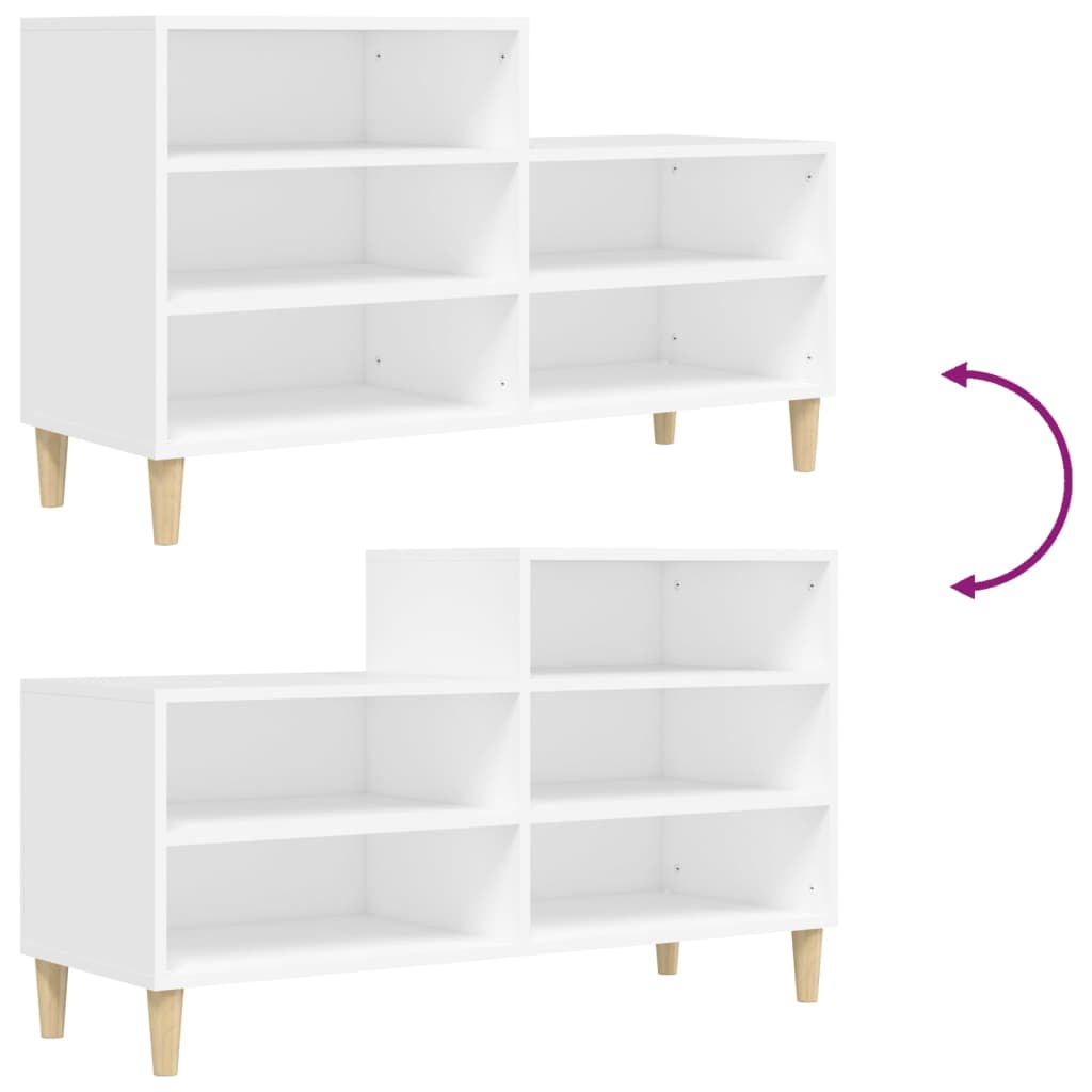Étagère à chaussures blanc 102x36x60 cm en bois