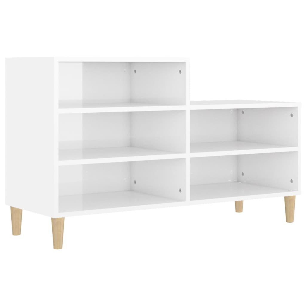 Étagère à chaussures blanc brillant 102x36x60 cm en bois