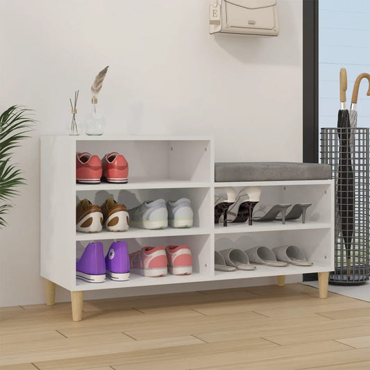 Étagère à chaussures blanc brillant 102x36x60 cm en bois