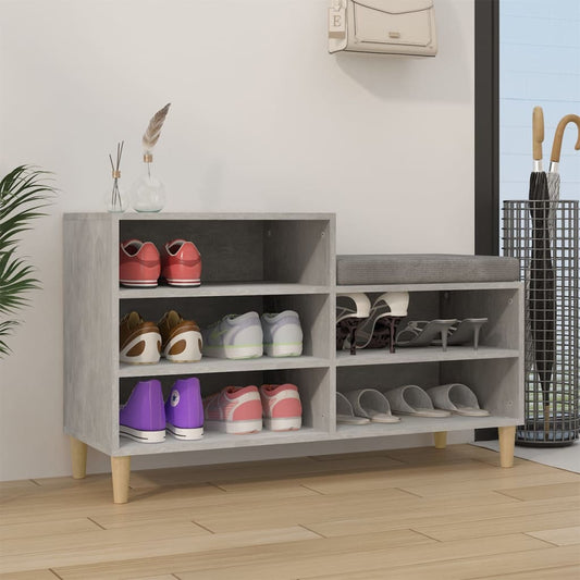 Étagère à chaussures gris béton 102x36x60 cm en bois