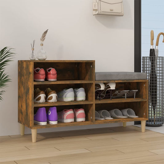 Shoe rack smoked oak 102x36x60 cm wood material