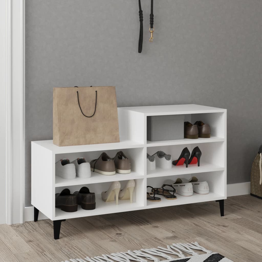 Étagère à chaussures blanc 102x36x60 cm en bois