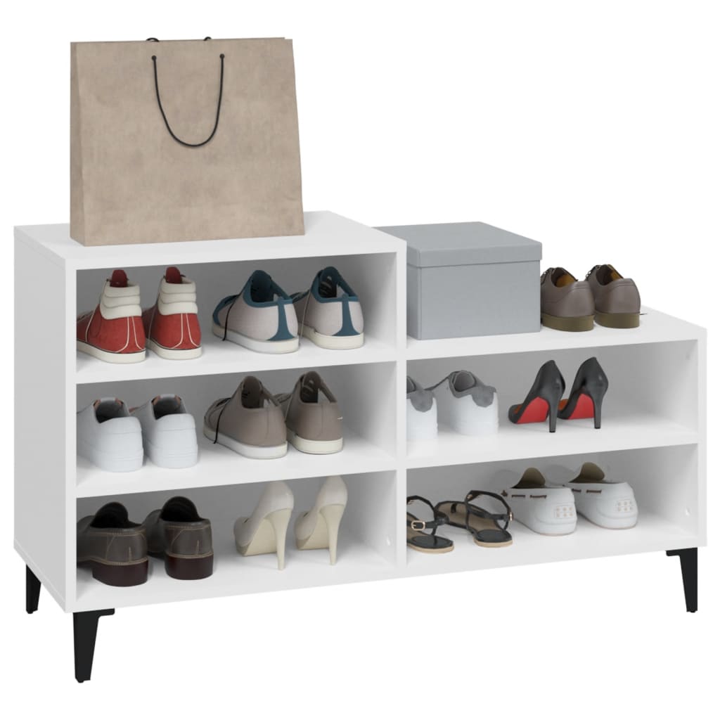 Étagère à chaussures blanc 102x36x60 cm en bois