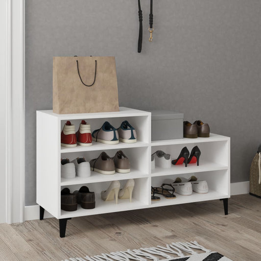Étagère à chaussures blanc 102x36x60 cm en bois