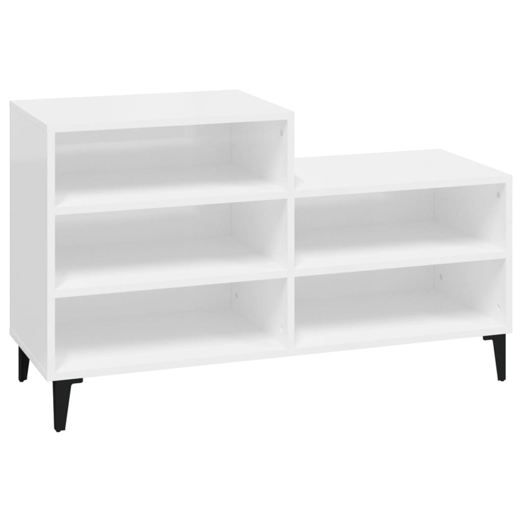 Étagère à chaussures blanc brillant 102x36x60 cm en bois