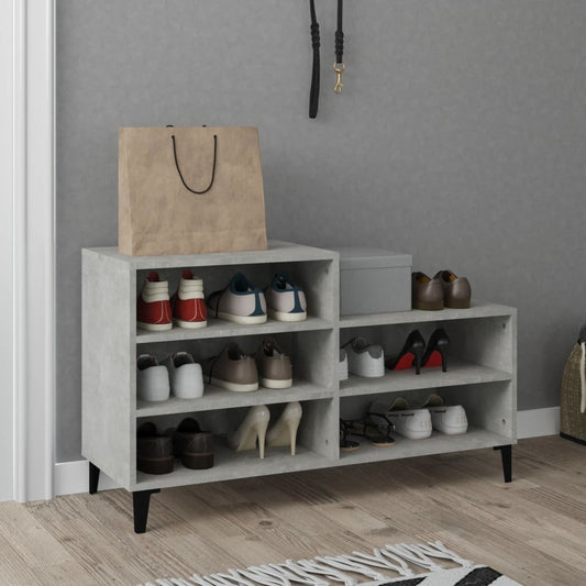 Étagère à chaussures gris béton 102x36x60 cm en bois