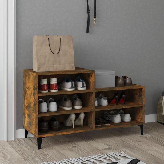 Shoe rack smoked oak 102x36x60 cm wood material