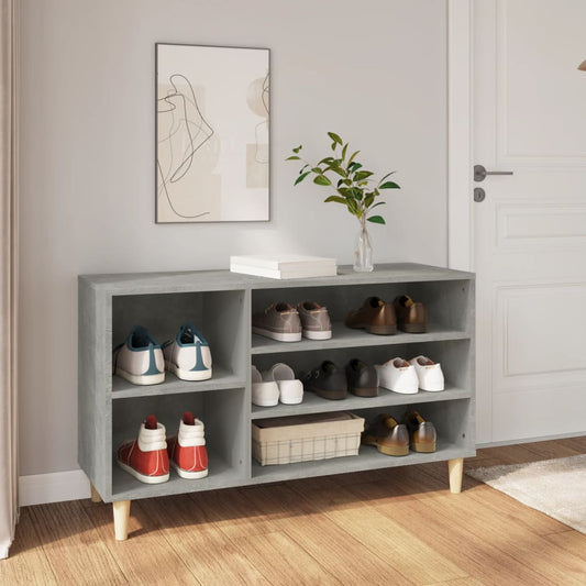 Étagère à chaussures gris béton 102x36x60 cm en bois