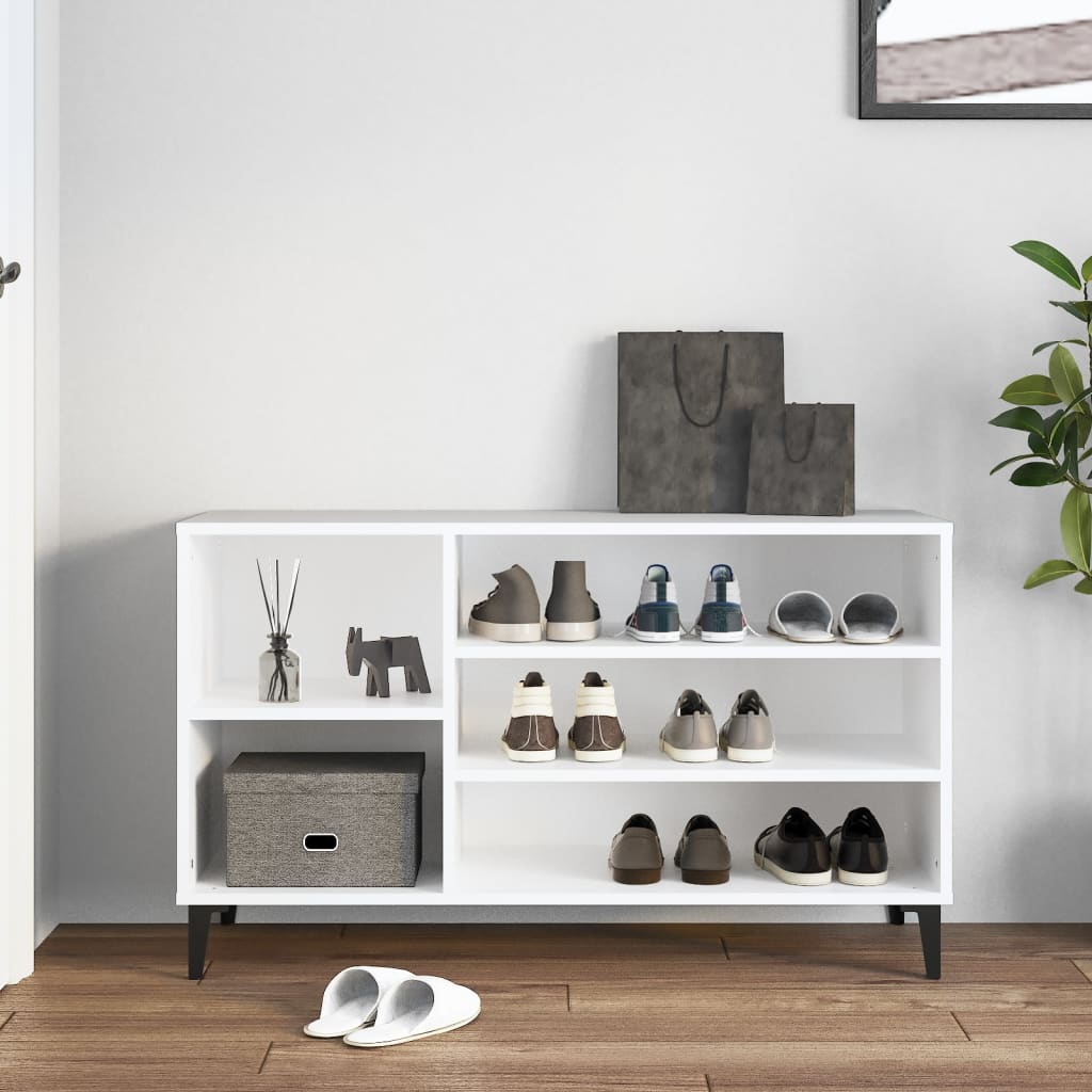 Étagère à chaussures blanc 102x36x60 cm en bois