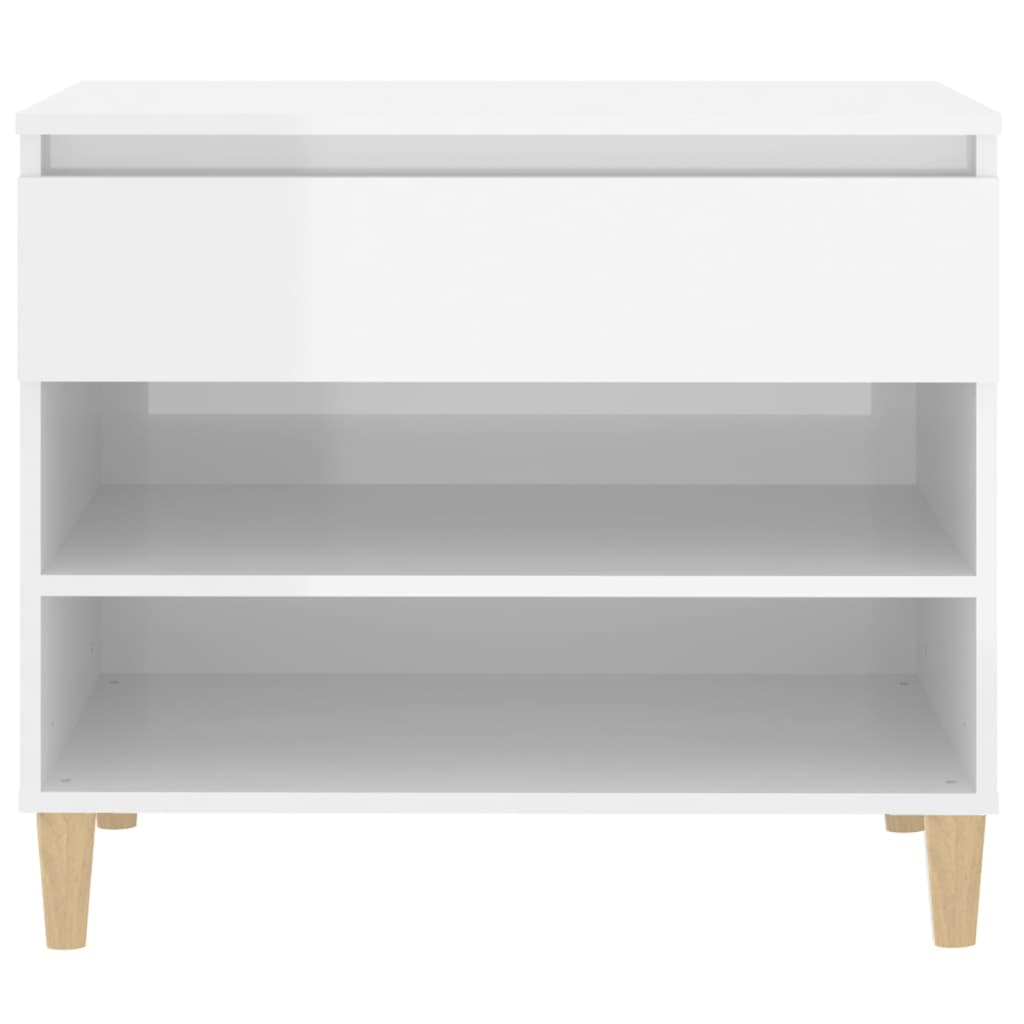 Étagère à chaussures blanc brillant 70x36x60 cm en bois