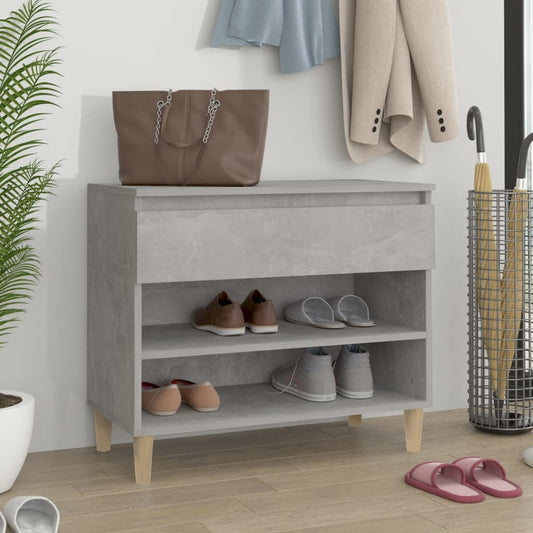 Étagère à chaussures gris béton 70x36x60 cm en bois