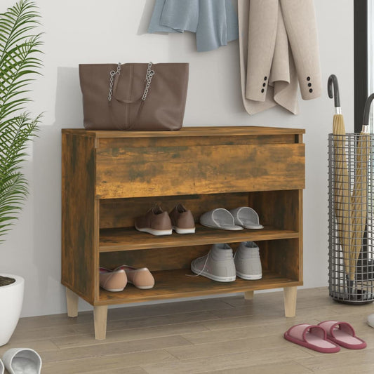 Shoe rack smoked oak 70x36x60 cm wood material