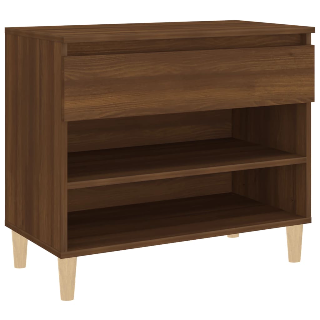 Étagère à chaussures aspect chêne marron 70x36x60 cm en bois