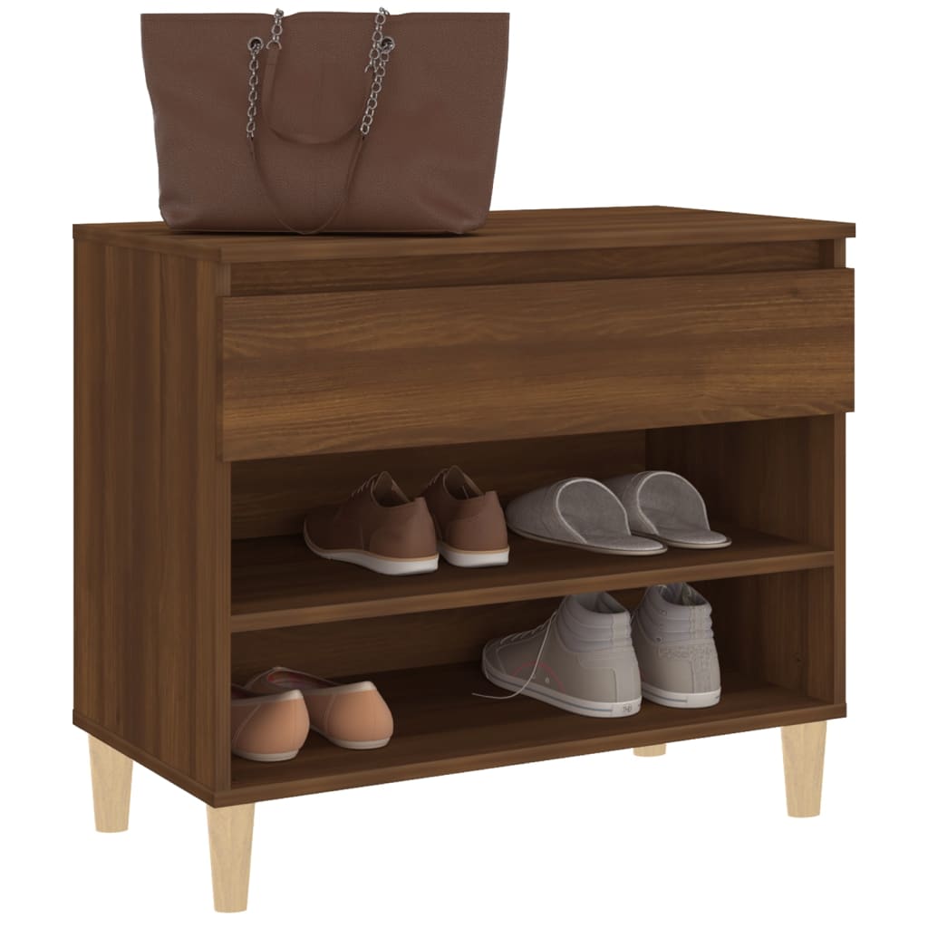 Étagère à chaussures aspect chêne marron 70x36x60 cm en bois