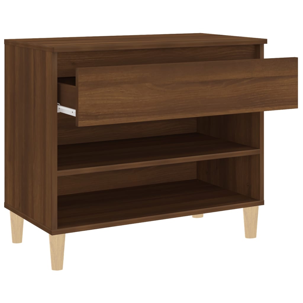 Étagère à chaussures aspect chêne marron 70x36x60 cm en bois