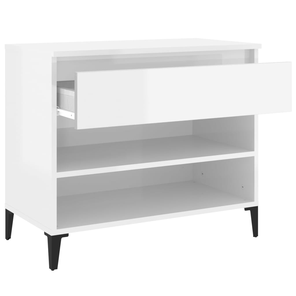 Étagère à chaussures blanc brillant 70x36x60 cm en bois