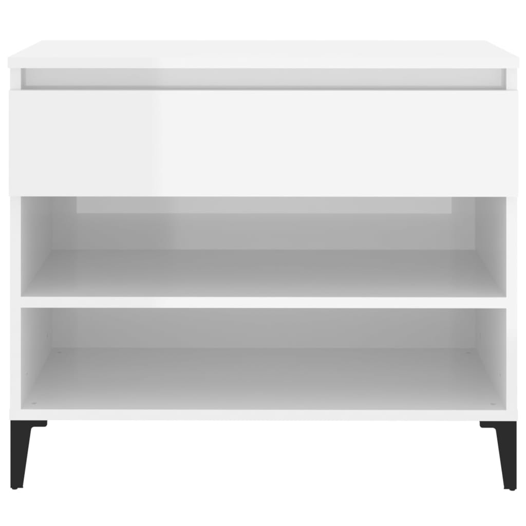 Étagère à chaussures blanc brillant 70x36x60 cm en bois