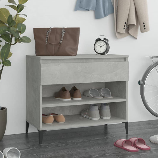Étagère à chaussures gris béton 70x36x60 cm en bois