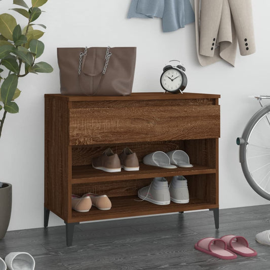 Shoe rack smoked oak 70x36x60 cm wood material