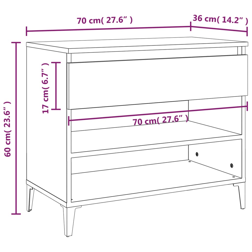Shoe Rack Gray Sonoma 70x36x60 cm Wood Material